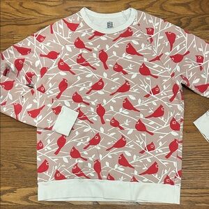 Winter Water Factory Red and White Bird Pattern Sweater size medium